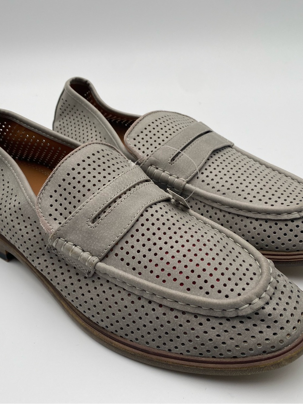 Dexter Gray Perforated Slip-On Dress Loafer Men's Comfort Round Toe US 9